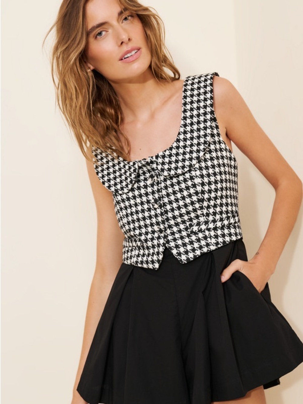 Anthropologie Maeve Collared Twofer Romper NWT Size 8 Black White